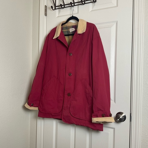 J.CREW 90's field jacket Size: L Red Men Red Jacket with Beige Collar - Picture 2 of 10